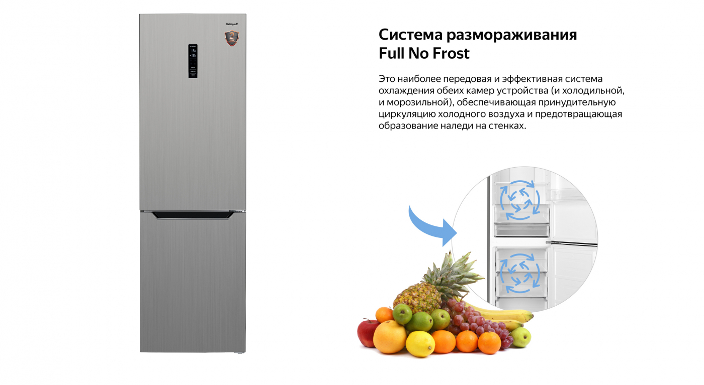 Отдельностоящий холодильник с инвертором Weissgauff WRK 2000 XNF DC Inverter
