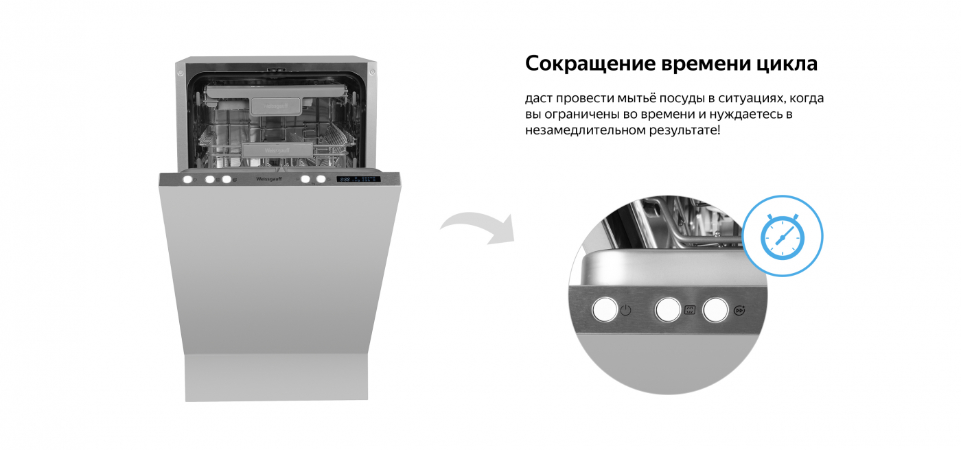 Посудомоечная машина с авто-открыванием и инвертором Weissgauff BDW 4573 D