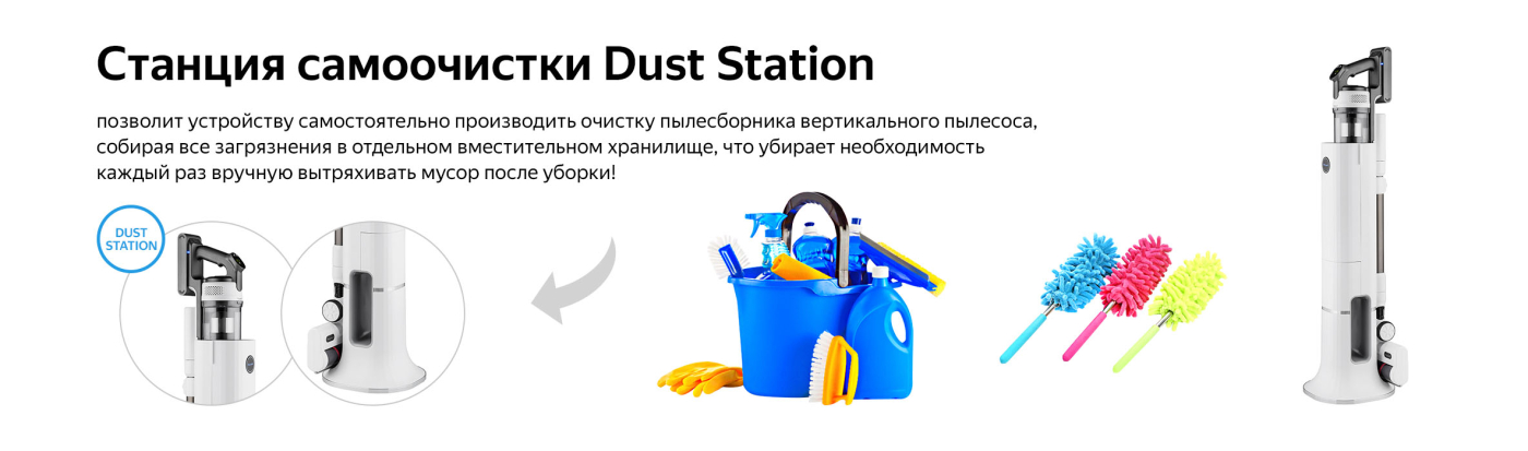 Вертикальный пылесос с авторежимом и станцией самоочистки Weissgauff V20 BLDC Wash&Dry Dust Station