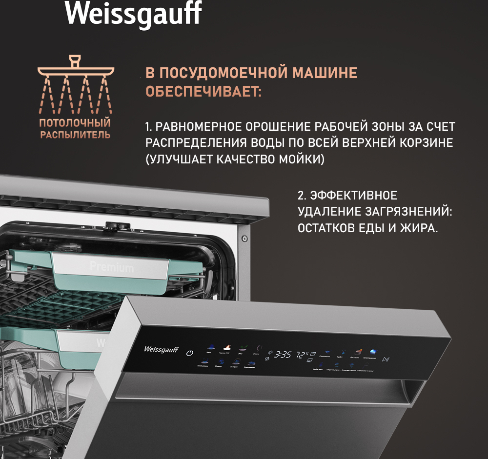 Посудомоечная машина c авто-открыванием и инвертором Weissgauff DW 4539 ...