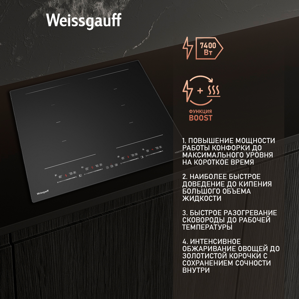 Индукционная варочная панель с инвертором и слайдером Weissgauff HI 649 ...