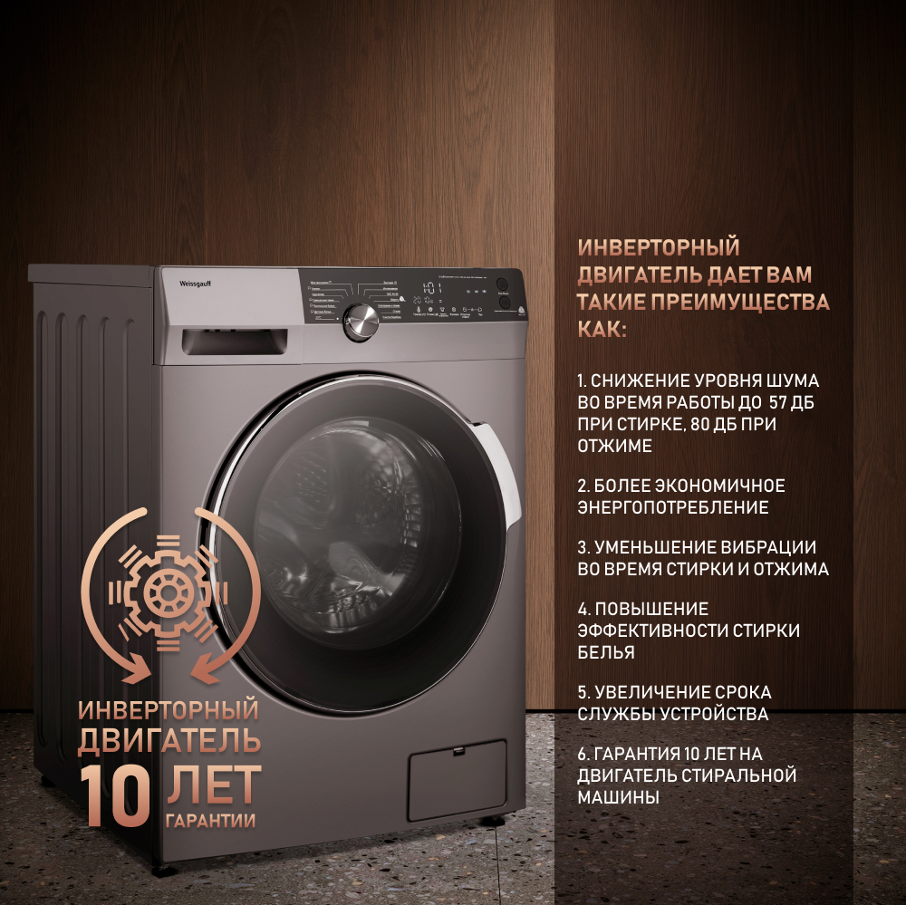 Стиральная машина с инвертором и паром Weissgauff WM 59412 DC Inverter ...