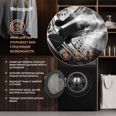 C��������� ������ � ���������� � ����� Weissgauff WM 4527 DC Inverter Steam Black