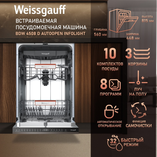 ������������ ������������� ������ � ����� �� ���� � ����-����������� Weissgauff BDW 4508 D Autoopen Infolight