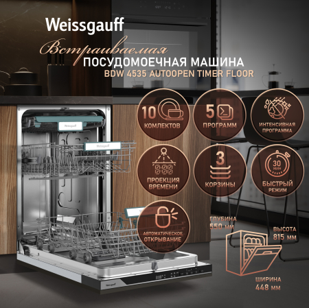 ������������ ������������� ������ � ��������� ������� �� ���� � ����-����������� Weissgauff BDW 4535 Autoopen Timer Floor