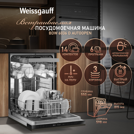 ������������ ������������� ������ � ����� �� ���� � ����-����������� Weissgauff Weissgauff BDW 6036 D AutoOpen