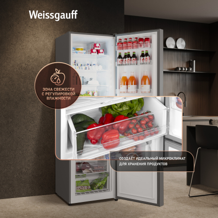 ��������������� ����������� � ���������� Weissgauff WRK 2000 Full NoFrost Inverter Grey Glass
