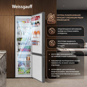 ��������������� ����������� � ���������� Weissgauff WRK 2000 Full NoFrost Inverter Grey Glass