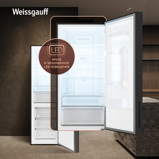 ��������������� ����������� � ���������� Weissgauff WRK 2000 Full NoFrost Inverter Black Glass
