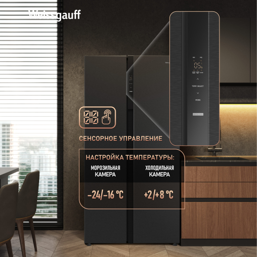 ��������������� ����������� � ���������� Weissgauff WSBS 550 Inverter NoFrost Dark Grey