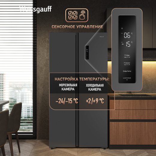 ��������������� ����������� � ���������� Weissgauff WSBS 600 NoFrost Inverter Dark Grey
