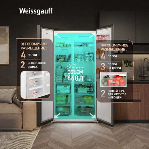 ��������������� ����������� � ���������� Weissgauff WSBS 600 B NoFrost Inverter