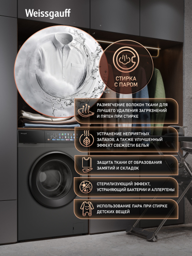 C��������� ������ � ���������� � ����� Weissgauff WM 39107 Full Touch Inverter Steam Grey