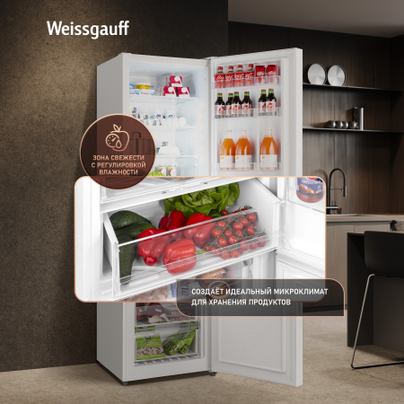 ��������������� ����������� � ���������� Weissgauff WRK 2000 Full NoFrost Inverter White Glass