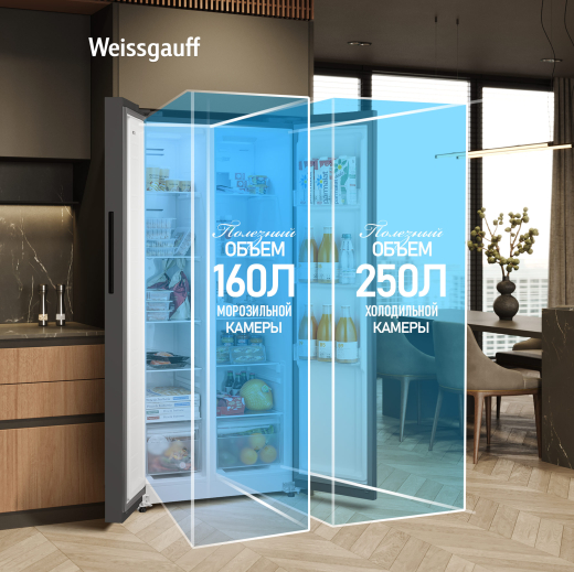 ��������������� ����������� � ���������� Weissgauff WSBS 410 Inverter NoFrost Dark Grey