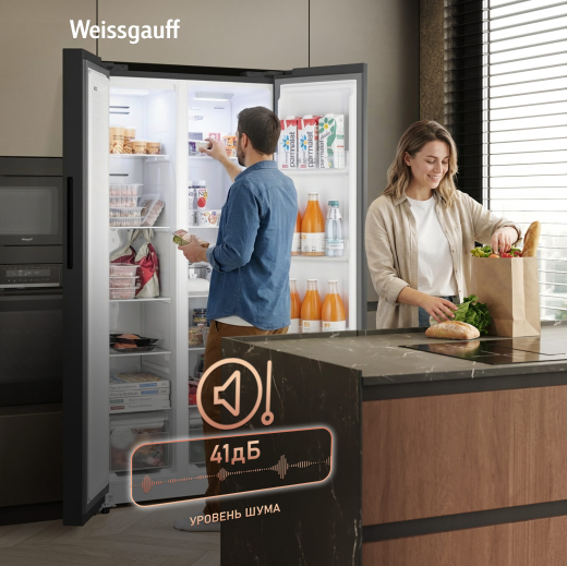 ��������������� ����������� � ���������� Weissgauff WSBS 410 Inverter NoFrost Dark Grey