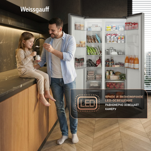 ��������������� ����������� � ���������� � ������� ���� Weissgauff WSBS 590 Inverter NoFrost Water Dispenser Black Glass 