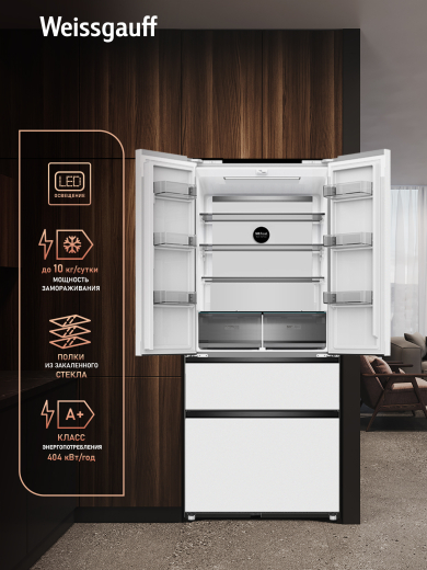 ��������������� ����������� Weissgauff WFD 450 Built-in Inverter NoFrost White Glass