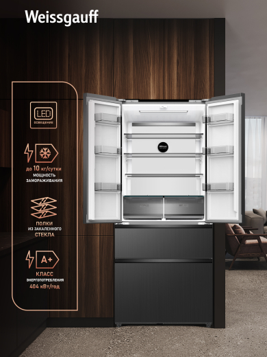 ��������������� ����������� Weissgauff WFD 450 Built-in Inverter NoFrost Dark Inox