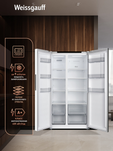 ��������������� ����������� � ���������� Weissgauff WSBS 550 Built-in NoFrost Inverter White Glass