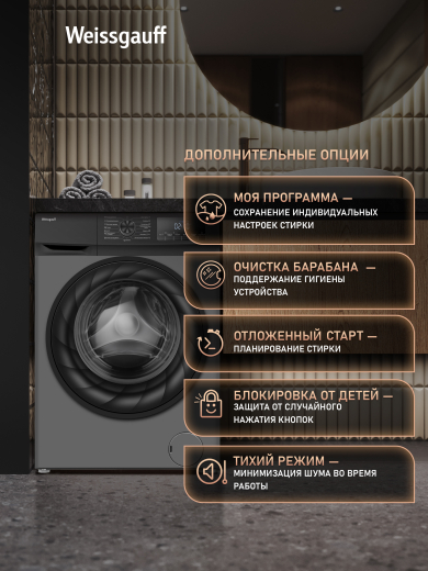 ���������� ������ � ���������� � ����� Weissgauff WM 4947 DC Inverter Steam Grey