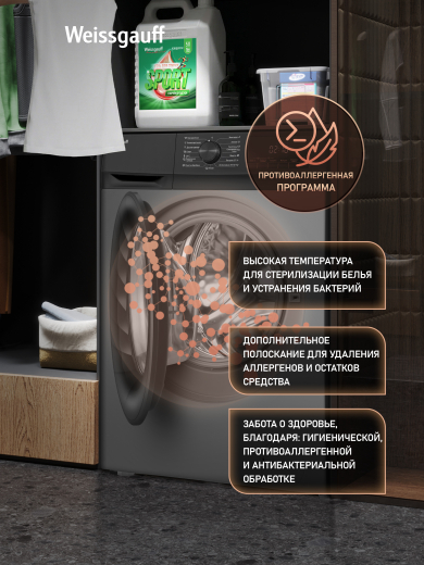���������� ������ � ���������� � ����� Weissgauff WM 4947 DC Inverter Steam Grey