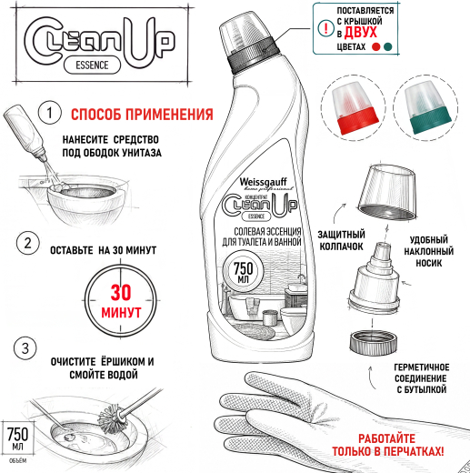 ������� �������� Weissgauff CleanUp Essence ��� ������� � ������, ���������� 750 ��