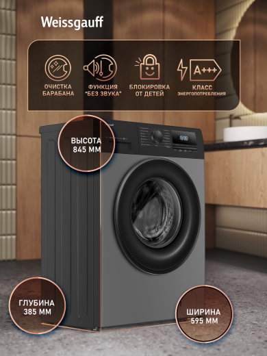 ���������� ������ � ���������� � ����� Weissgauff WM 4748 Inverter Steam Grey