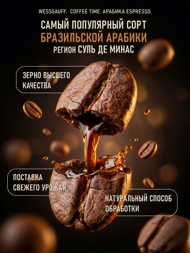 ���� ����������� ������� � ����� Weissgauff Coffee Time Espresso �������� ������� 100%, 1 ��