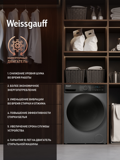 C��������� ������ � ���������� � ����� Weissgauff WM 4627 Touch Inverter Steam Grey