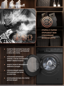 C��������� ������ � ���������� � ����� Weissgauff WM 48128 Inverter Steam Grey