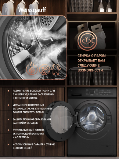 C��������� ������ � ���������� � ����� Weissgauff WM 601411 Inverter Steam Grey