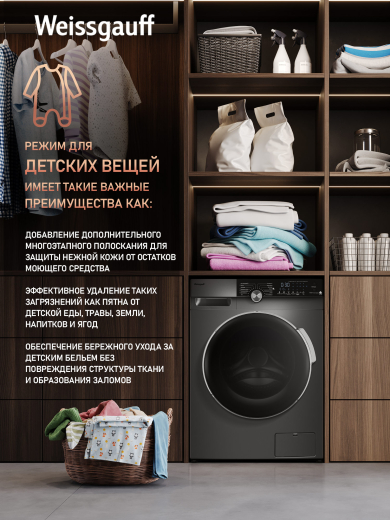 ���������� ������ � ���������� � ����� Weissgauff WM 59412 DC Inverter Steam Silver