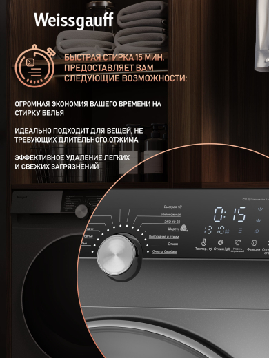 ���������� ������ � ���������� � ����� Weissgauff WM 59412 DC Inverter Steam Silver