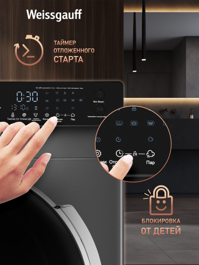 ���������� ������ � ���������� � ����� Weissgauff WM 59412 DC Inverter Steam Silver
