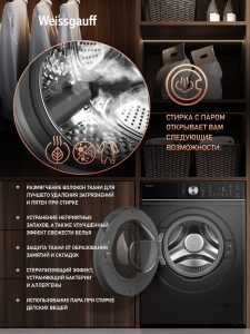 ���������� ������ � ������, ���������� � ����� Weissgauff WMD 61211 D Inverter Steam Matt Black