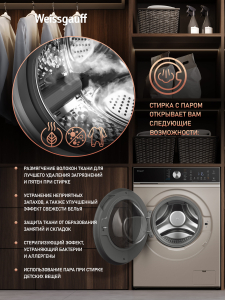 ���������� ������ � ������, ���������� � ����� Weissgauff WMD 61211 D Inverter Steam Champagne