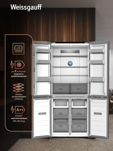 ��������������� ����������� � ���������� Weissgauff WCD 500 Inverter Total NoFrost Slot-In Dark Grey