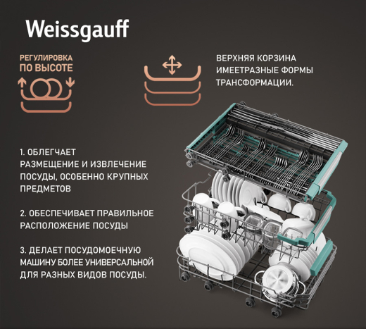 ������������� ������ c ����-����������� � ���������� Weissgauff DW 4539 Inverter Touch AutoOpen Inox