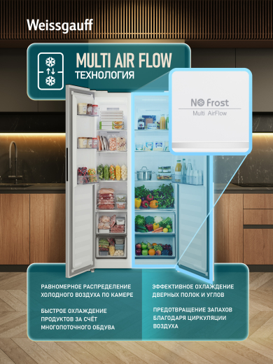 ��������������� ����������� � ���������� Weissgauff WSBS 550 Built-in NoFrost Inverter White