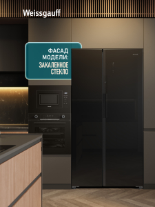 ��������������� ����������� � ���������� Weissgauff WSBS 550 Built-in NoFrost Inverter Black Glass