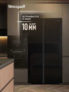 ��������������� ����������� � ���������� Weissgauff WSBS 550 Built-in NoFrost Inverter Black Glass