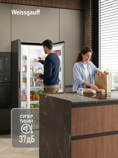 ��������������� ����������� � ���������� Weissgauff WSBS 550 Built-in NoFrost Inverter Black Glass