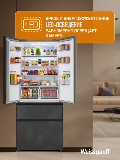 ��������������� ����������� Weissgauff WFD 450 Built-in Inverter NoFrost Dark Inox