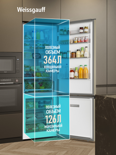 ��������������� ����������� � ���������� Weissgauff WRK 2070 D Premium Inverter Total Nofrost Gold Glass