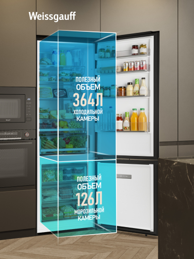 ��������������� ����������� � ���������� Weissgauff WRK 2070 D Premium Inverter Total Nofrost Black