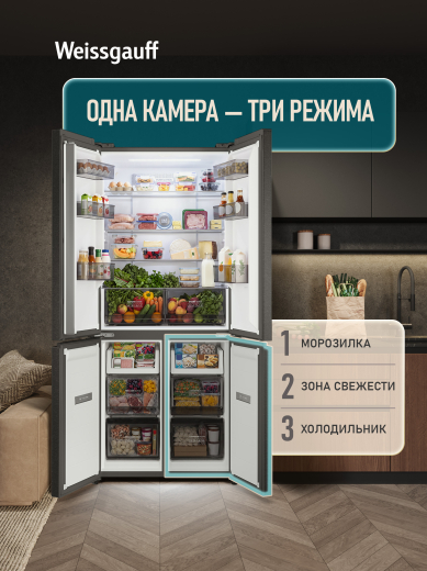 ��������������� ����������� � ���������� Weissgauff WCD 500 Inverter Total NoFrost Slot-In Graphite