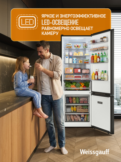 ��������������� ����������� � ���������� Weissgauff WRK 2070 D Premium Inverter Total Nofrost Black