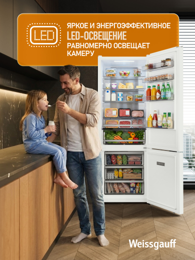 ��������������� ����������� � ���������� Weissgauff WRK 2070 D Premium Inverter Total Nofrost White