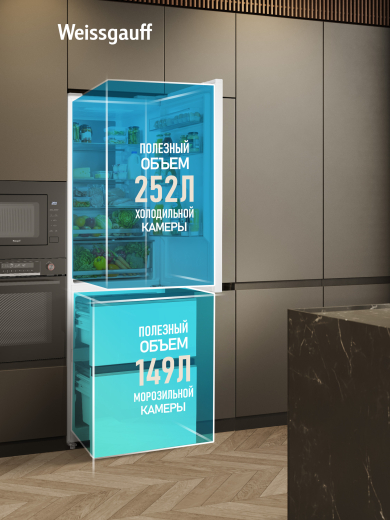 ��������������� ����������� Weissgauff WFD 420 Total NoFrost Inverter White Glass